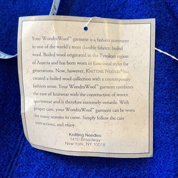 VTG KandraWool Cobalt Blue Coat Size Large Retro NWT 90s Outerwear - Picture 8 of 8